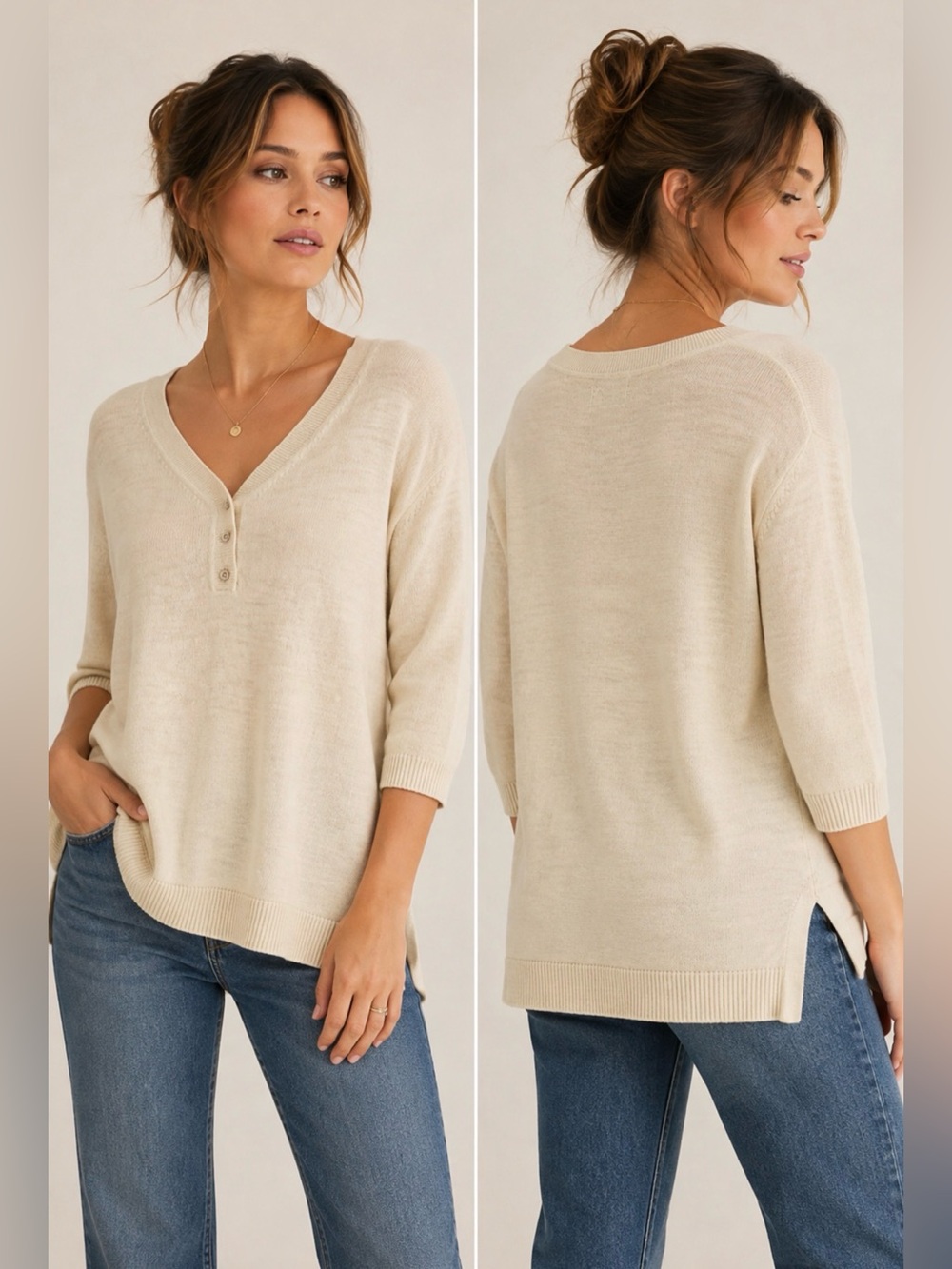 Croft & Barrow Size XXL Cream V Neck Sweater NWT Business Casual